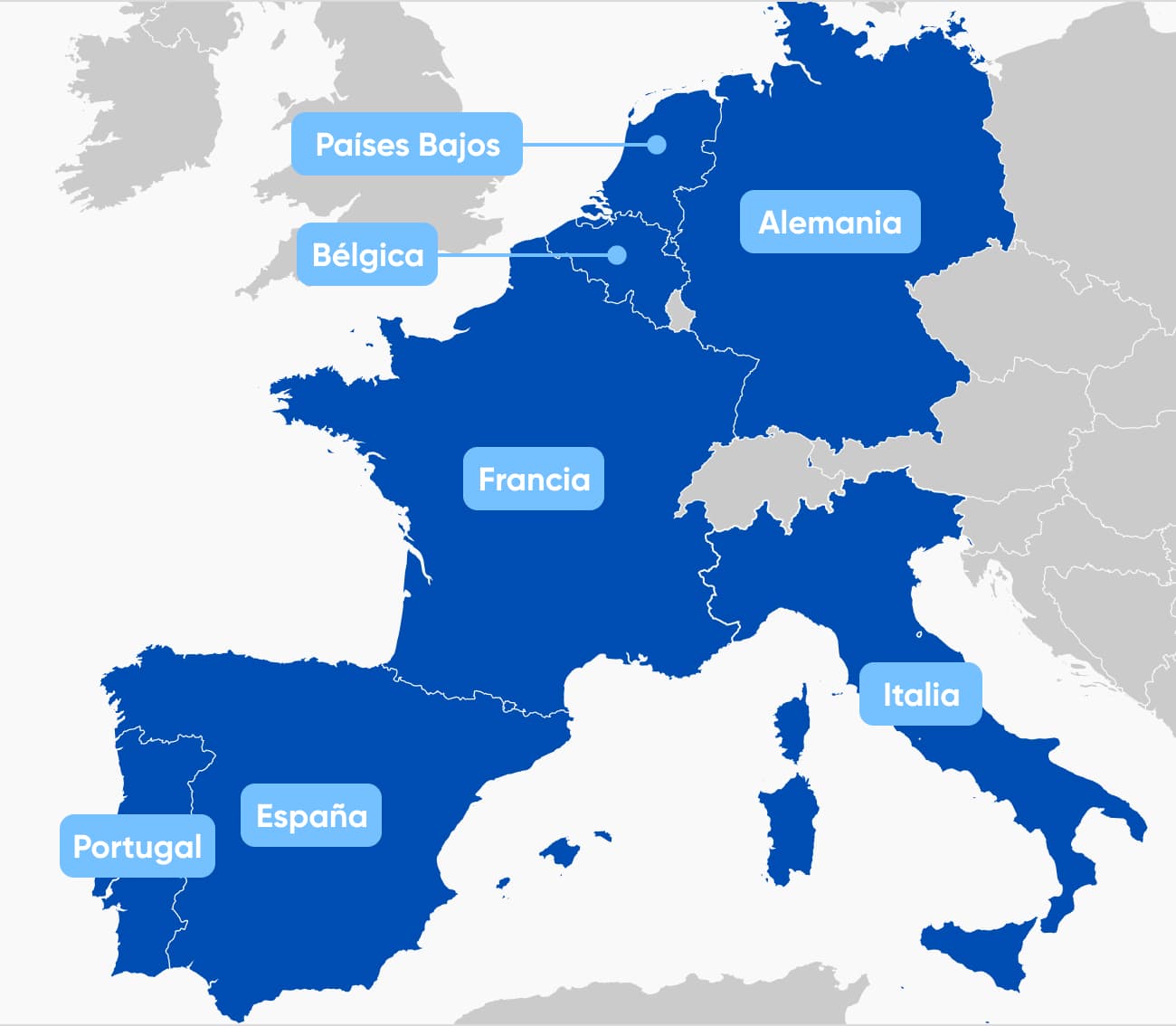 Mapa de Europa mostrando países donde opera Cooltra